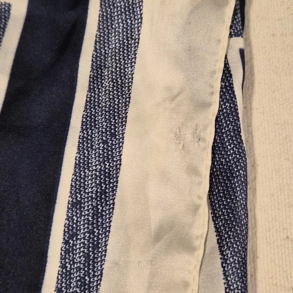 Navy Blue Cream Toile de Jouy Tropical Jungle Print Square Scarf 25x25